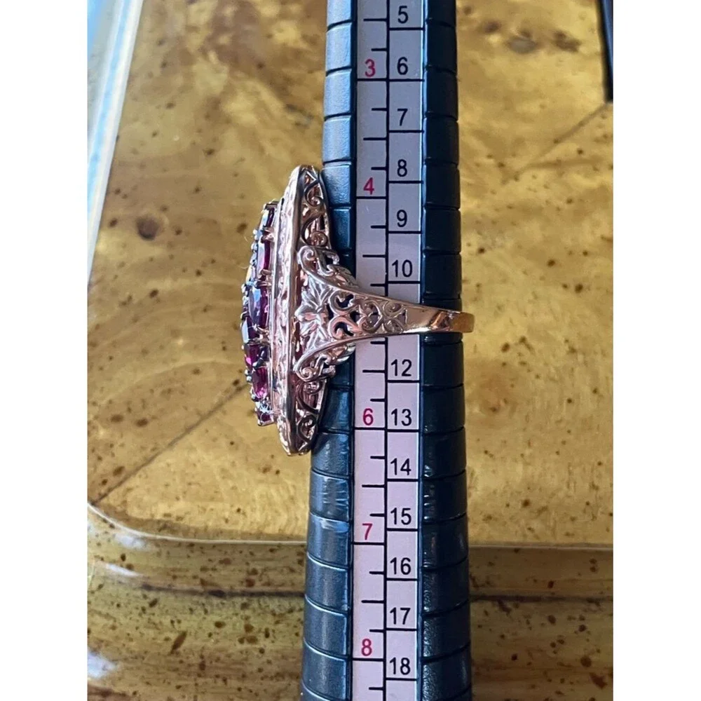 Natural Rhodolite Garnet Sterling Silver Ring Size 5